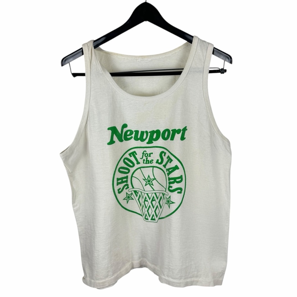 Vintage 90s Newport Shoot For The Stars White Promo Tank Top Shirt Size M